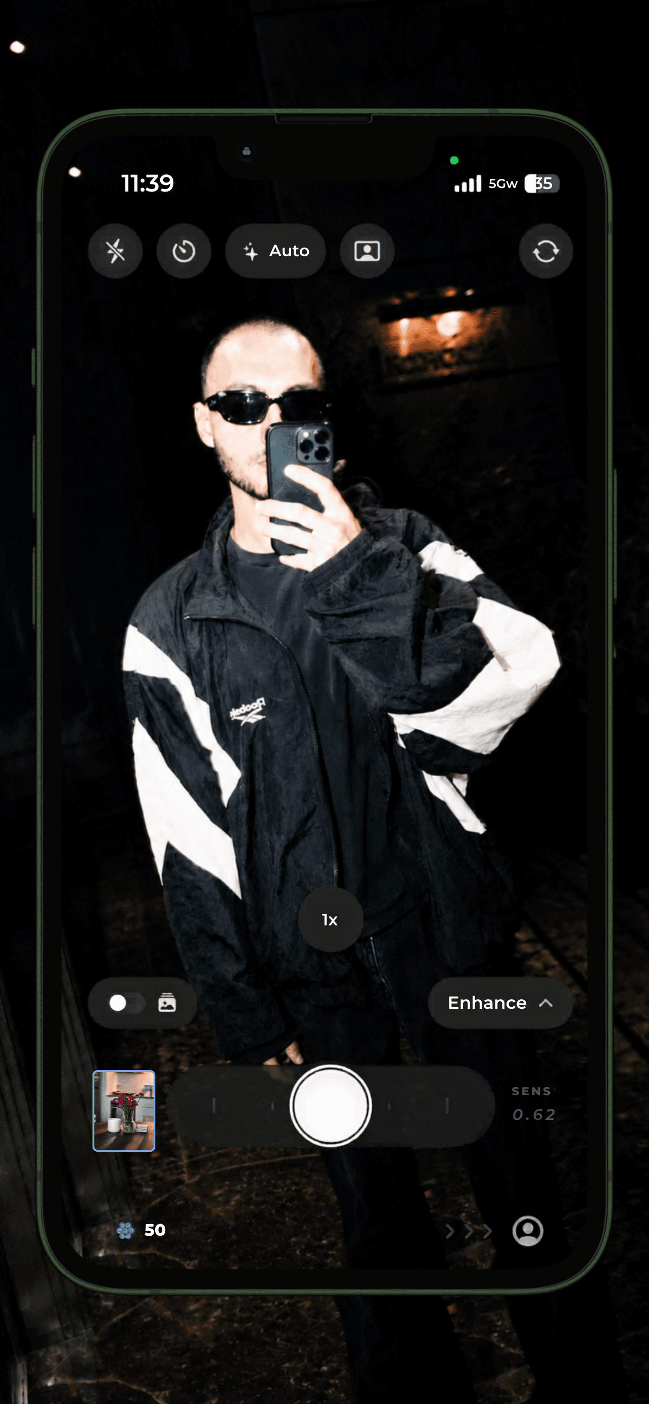 Editorial fashion mirror selfie shot on Compose